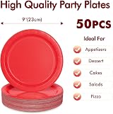 PARTY GO 50 Red 9 Inch Paper Plates Disposable Party Supplies view 2