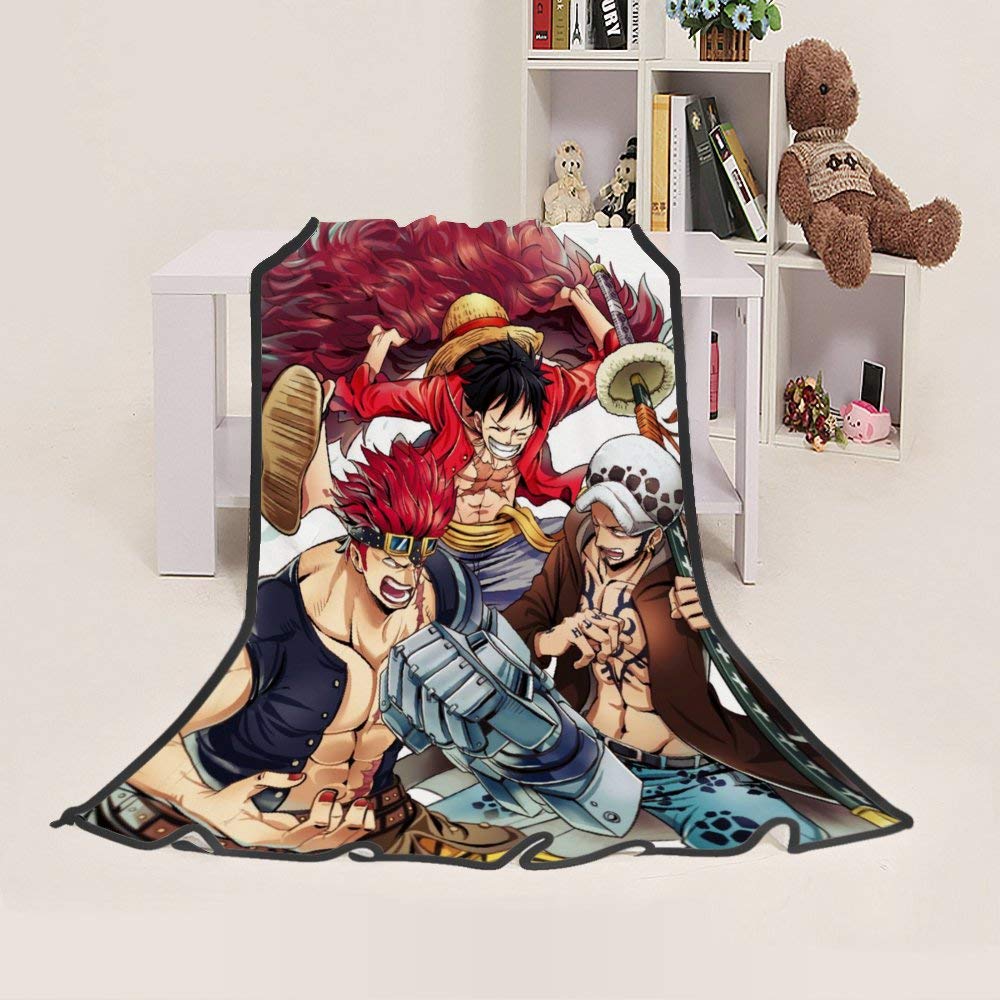 Jiaxiin One Piece - Eustass Kid, Luffy and Trafalgar Law Anime Cartoon Characters Throws Blanket Qui