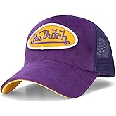 Von Dutch Unisex Trucker Hat - Velvet Curved Bill Mesh Back Retro Classic Adjustable Snapback Baseball Cap for Men and Women