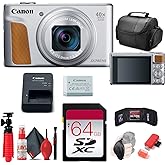 Canon PowerShot SX740 HS Digital Camera (Silver) (2956C001) + 64GB Memory Card + Card Reader + Deluxe Soft Bag + Flex Tripod + Hand Strap + Memory Wallet + Cleaning Kit