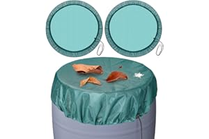 HOOMTREE 2 Pcs Green Mesh Cover for Rain Barrel, Rainwater Collection Barrel Screen Cover with Elastic Drawstring Rain Water Catcher Barrel Net Cover, Prevent Mosquitoes, Leaves and Debris