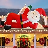 Juegoal Christmas Inflatables Outdoor Decorations, 12FT Long Inflatable Xmas Santa Claus, Lighted Blow Up Giant Lying Santa with Built in LED Lights, Light Up Holiday Winter Lawn Yard Garden Decor
