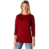 Cable & Gauge Women's Button Sleeve Round Hem Sweater - Soft Boat Neck Design, Chic & Casual, Versatile Everyday Top