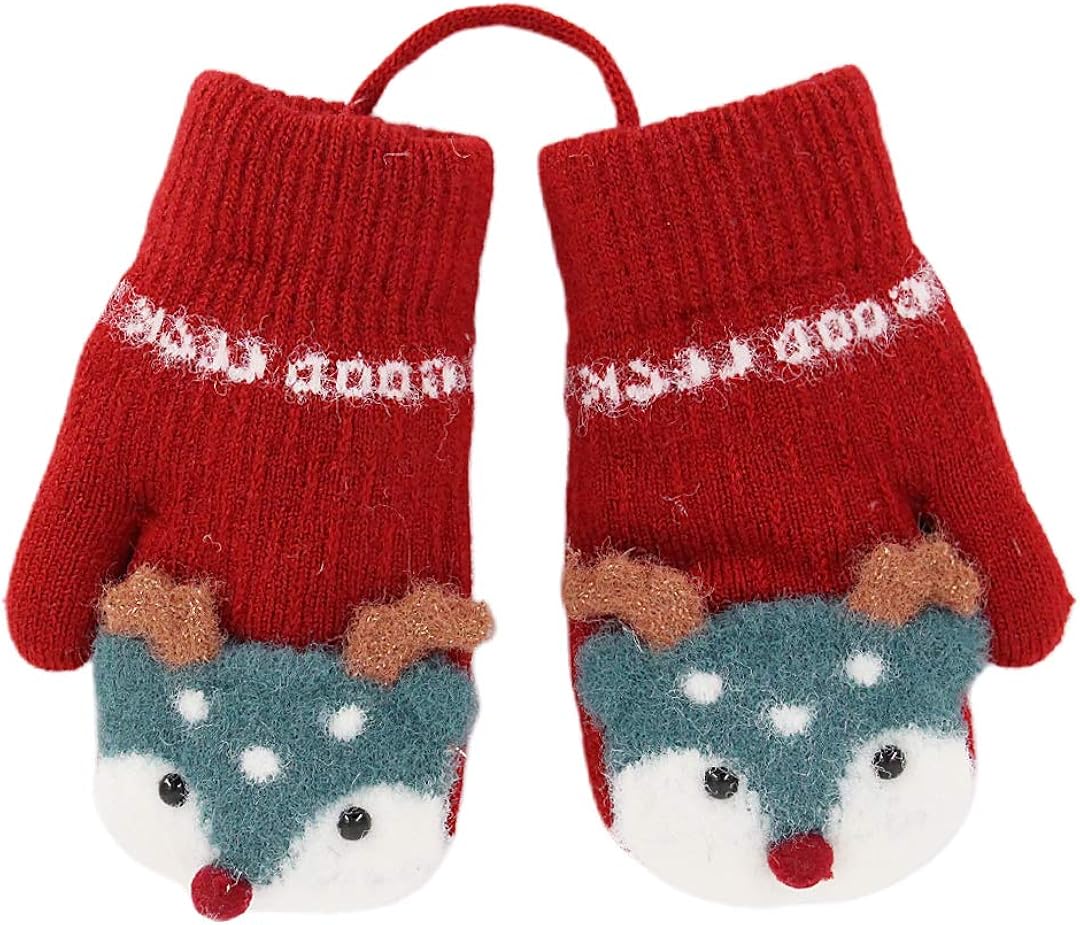 Novia's Choice Children Toddler Cute Warm Gloves Knitted Stretchy Mittens(Blue): Clothing