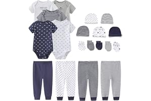 Chamie Unisex Baby Short Sleeve Bodysuits Newborn Clothes Cotton Preemie Layette Set