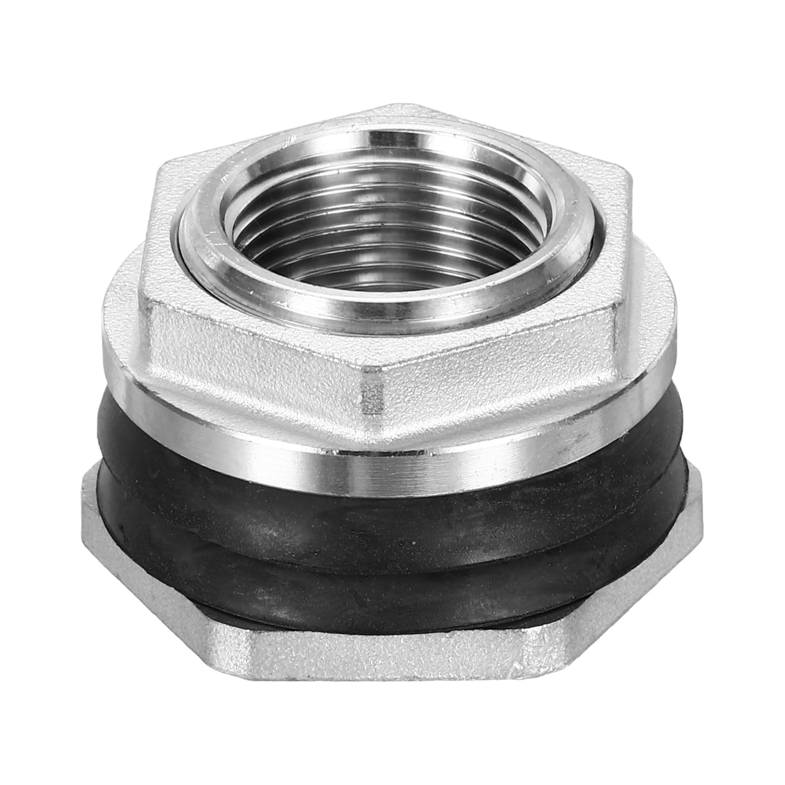 PATIKIL Bulkhead Fitting 3/4", Garden Hose Threaded Stainless Steel Bulkhead Water Tank Connector for Rain Bucket, Sinks, Aquariums, Silver