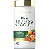 Carlyle Fruits and Veggies Supplement | 250 Capsules | Made With 30 Fruits and Vegetables | Vegetarian, Non-GMO, Gluten Free Superfood Formula