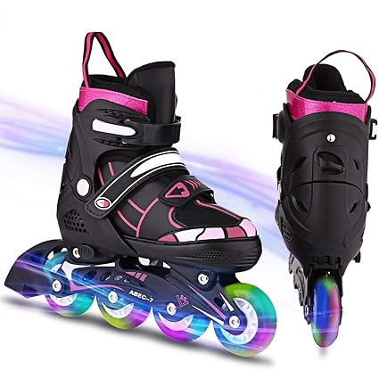 WeSkate Inline Skates Kinder/Erwachsene verstellbar mädchen/Jungen Inline Skates Rollschuhe PU Verschleißfeste Roller Skates 