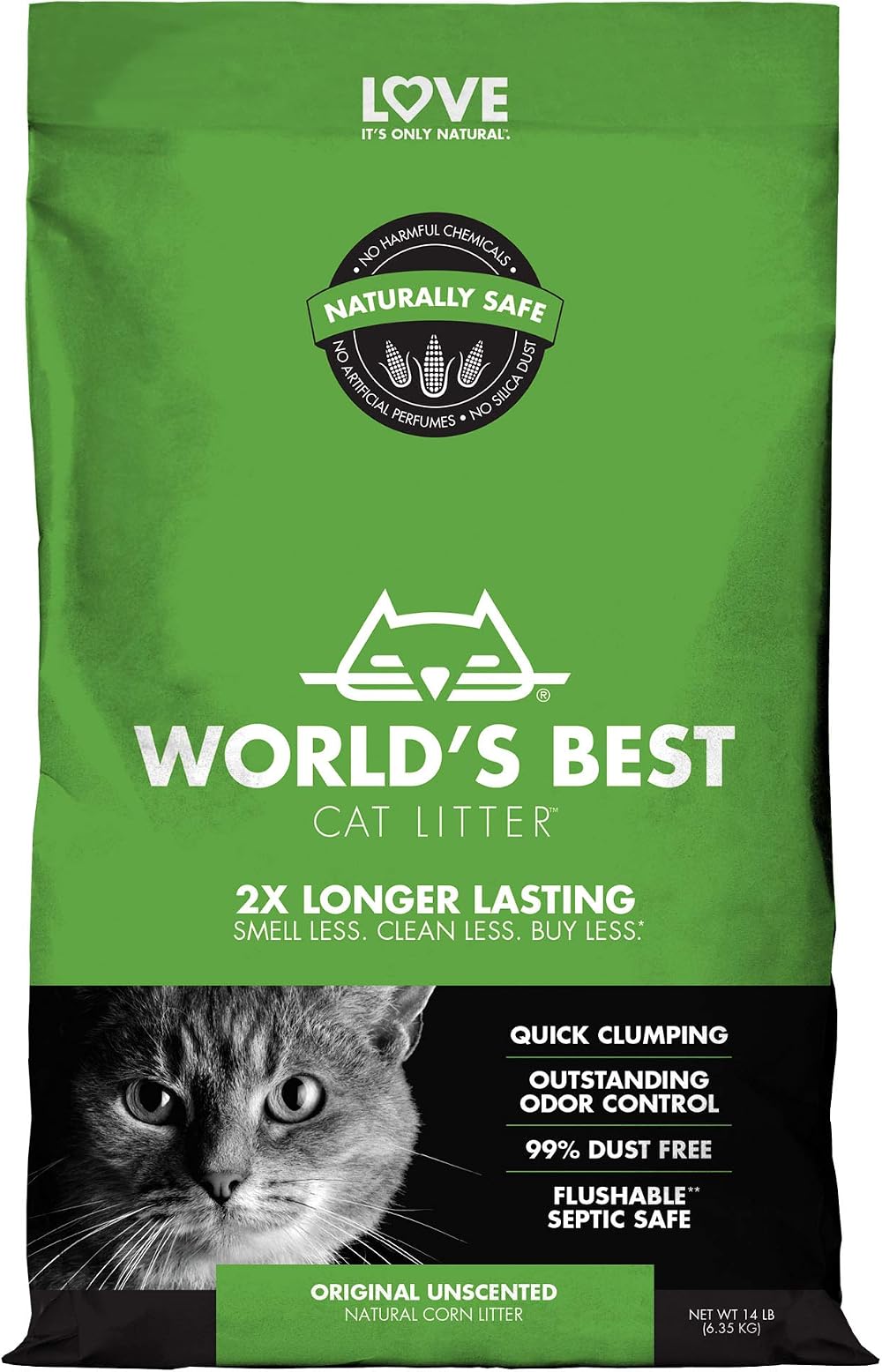 World's Best Cat Litter 14lb Original Unscented - Lightweight, Flushable