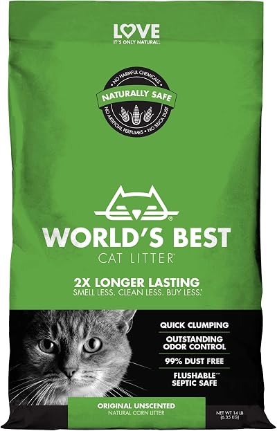 World's Best Cat Litter 14lb Original Unscented - Lightweight, Flushable