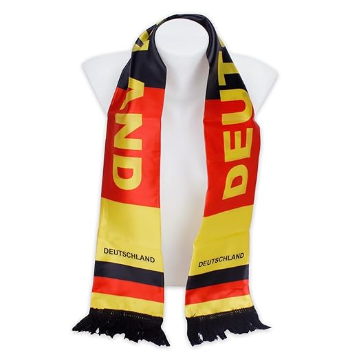 Fanschal Schal Länderschal Deutschlandschal aus Satin in Deutschland-Farben zur Fußball-WM 2018 schwarz - rot - gold