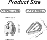 YEYIT 20 Pcs M4 Wire Rope Clamp with Thimbles Stainless Steel 4mm view 2
