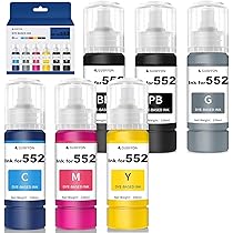 Mua 552 Ink Bottles 6 Pack ET-8550 ET-8500 Replacement For 552 Ink Refill Bottle Work For Photo ET 8550 ET8550 Photo ET 8500 ET8500 8550 8500 Printers (BK PB C M Y GY) Trên Amazon Mỹ Chính Hãng 2026
