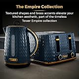 Tower Empire 4-Slice Toaster T20061MNB Midnight Blue Brass 1600W Defrost Reheat view 3