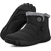 Womens Mens Barefoot Boots Shoes Winter Snow Boots Warm Ankle Booties Zero Drop Sole Wide Toe Box Fur Lined Outdoor Sneakers