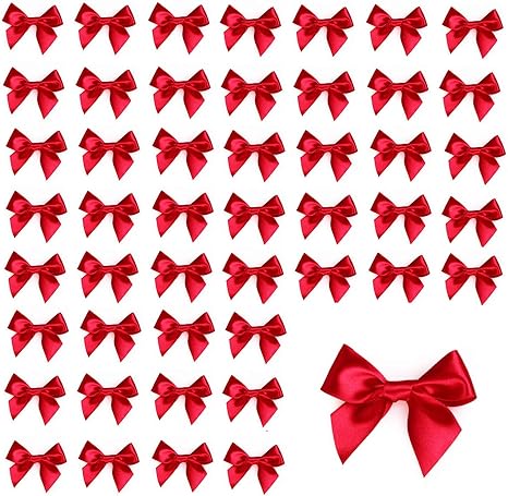 Amazon ラッピング リボン 50個入 手作り 蝶結び リボンシール クリスマスの弓 装飾 バレンタイン 母の日 花束リボン ヘアアクセサリー クリスマスツリー飾り 手作りプレゼント ラッピング ペット首輪 ギフトバッグ飾り クリスマス雑貨 ホビー
