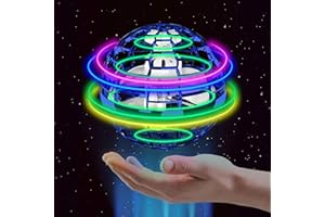 Amy & Delle Flying Orb Ball Toy, Upgraded Version 2022 + 5 Different Flashing Lights - 360° Rotating, Hover Flying UFO Boomerang Spinner Blue