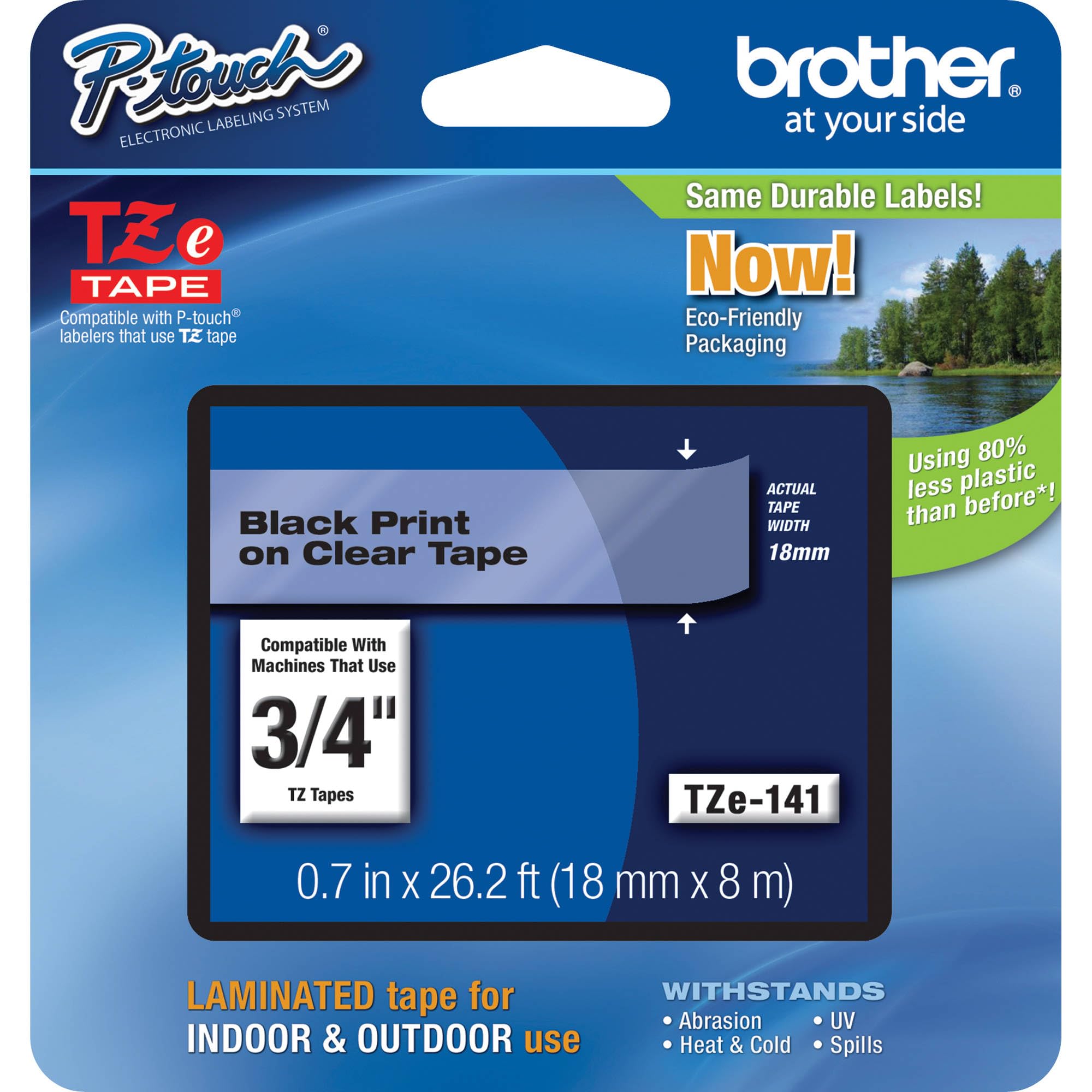 Best Price Square TAPE, BLACK ON CLEAR, 18MM W, 8M L TZE-141 By BROTHER