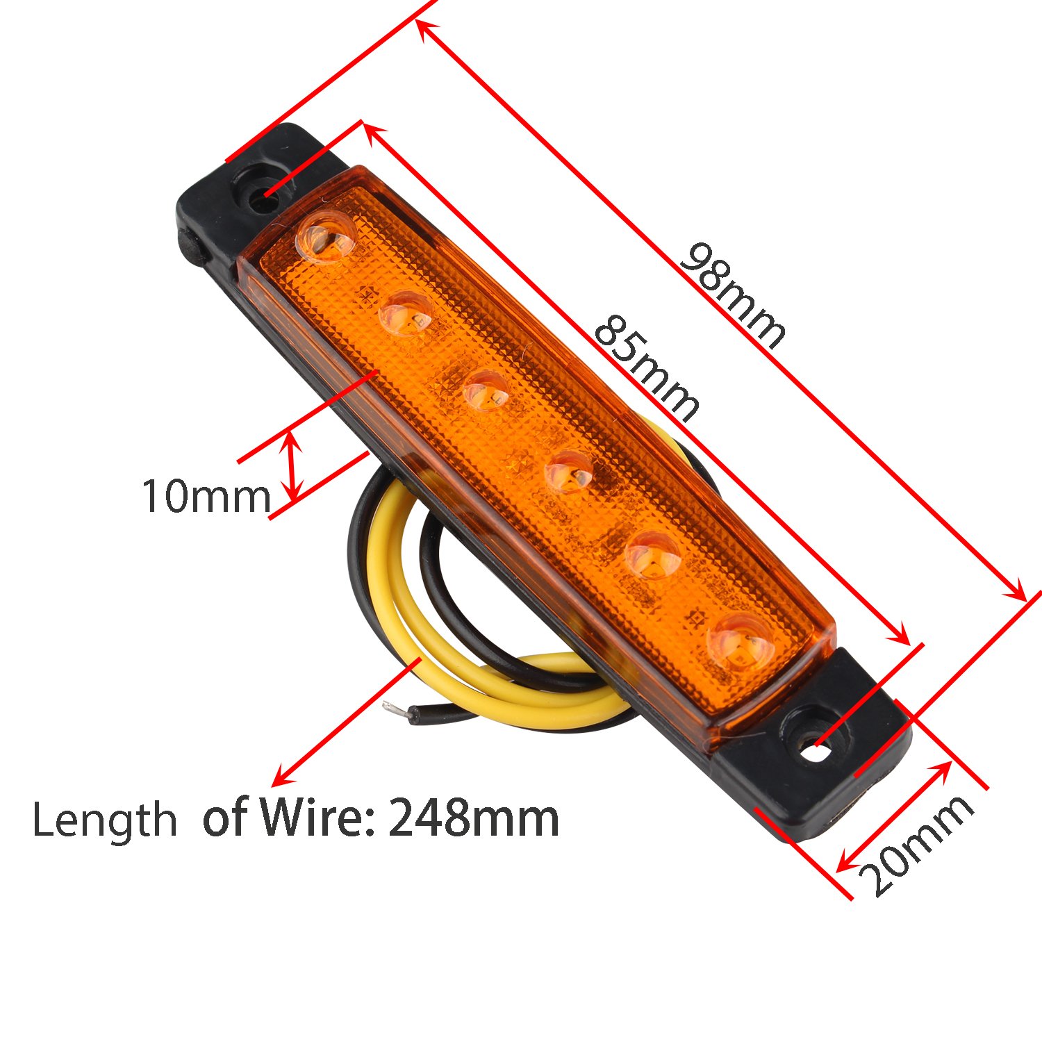 4 Luci Laterali A LED Biqing Per Camion, Ambra 12V/24V Con Fili Liberi, Universali Per Camper E Rimorchi