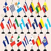 WHGJ 22 Countries Spanish Speaking Countries Desk Flag Set, 5x8 Inch Small Mini Latin American Table Flag, Heritage Hispanic Month Latino Office Desktop Stick Flags Decoration