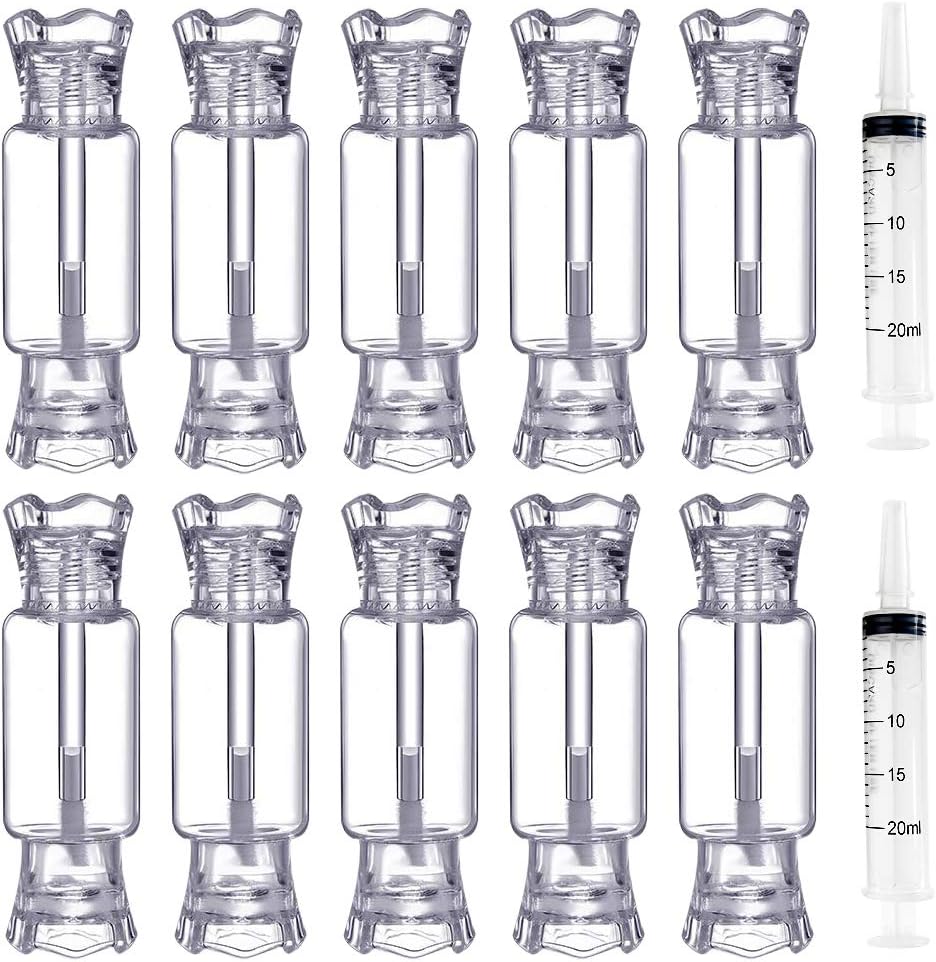 10 Park Lip Gloss Tubes Candy Shape Lip Gloss Containers Clear Lip Gloss Bottle with 2 Plastic Syringe for DIY Refillable Women Girls
