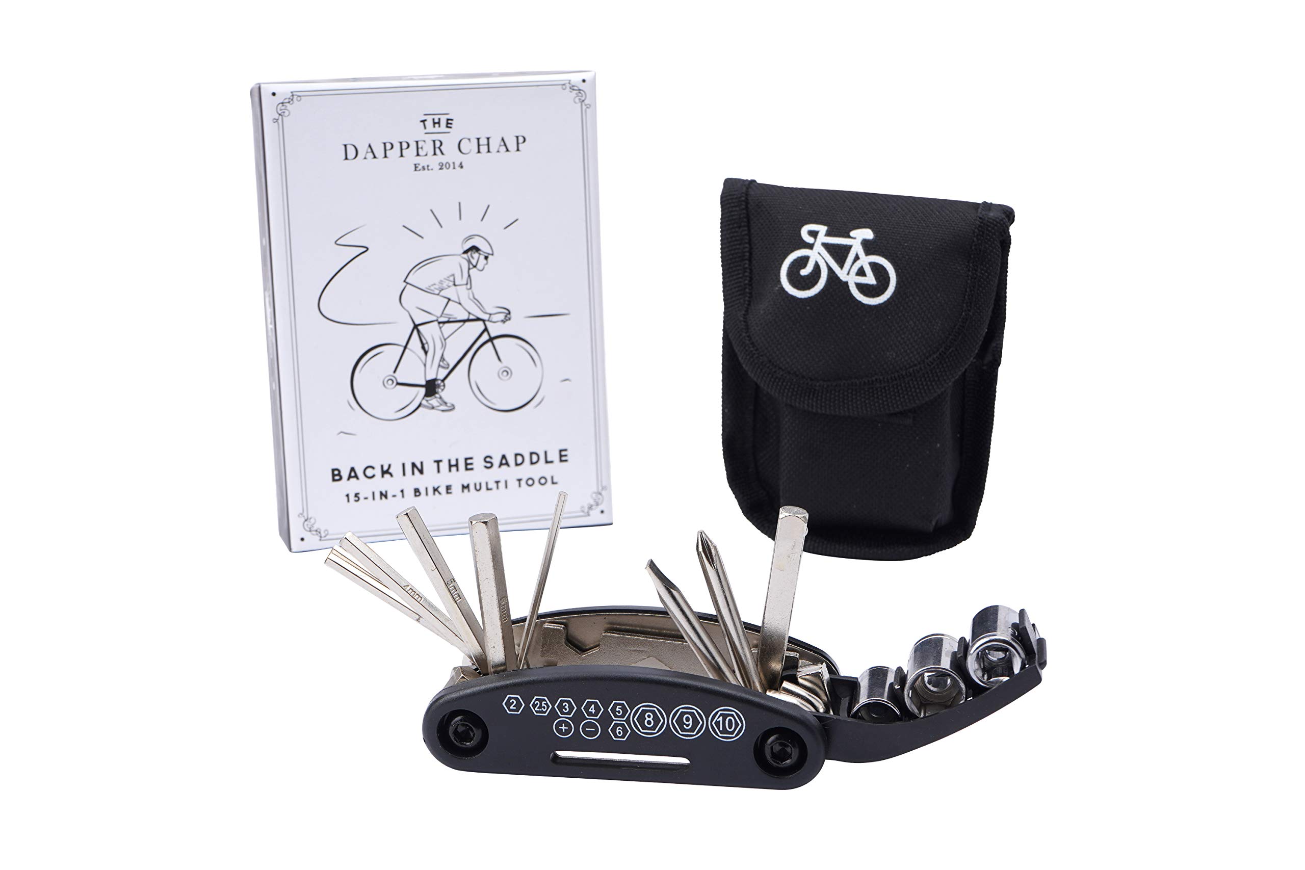 Dapper Chap Travel Friendly Portable 15-in-1 Bike Repair Maintenance Multi Tool by CGB Giftware | Includes Allen Keys, Open Wrench, Round and Flathead Screwdriver, Spoke Wrench | GB04784