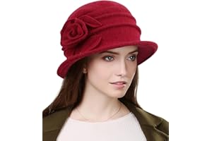 Sumolux Women Beret Hat French Vintage Floral Wool Dress Cloche Classic Winter Hat 1920s