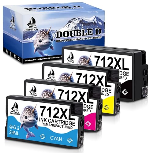 DOUBLE D 712XL Remanufactured Ink Cartridges (80-ML BK, 29-ML C/M/Y, 4 ...