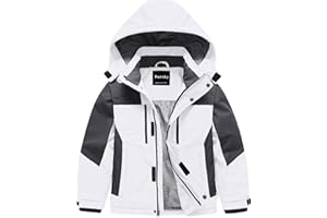 Pursky Boy's Waterproof Ski Jacket Kids Winter Snow Coats Fleece Raincoats Parka