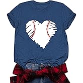 Women's Baseball Basketball Football Soccer T-Shirt Mom T-Shirt Cute Short Sleeve Top