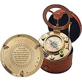 Trust in The Lord with All Your Heart -Proverbs 3: 5-6 Quote Engraved Compass with Leather Box, Sundal Compass, Gift Compass, Graduation Gifts Compass for Women Mens Boy Girls