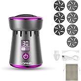 IYOFINE 2025 Electric Foot Callus Remover, Rechargeable Pedicure Tool, Stainless Steel Heads for Dry Heels (Gray Purple)