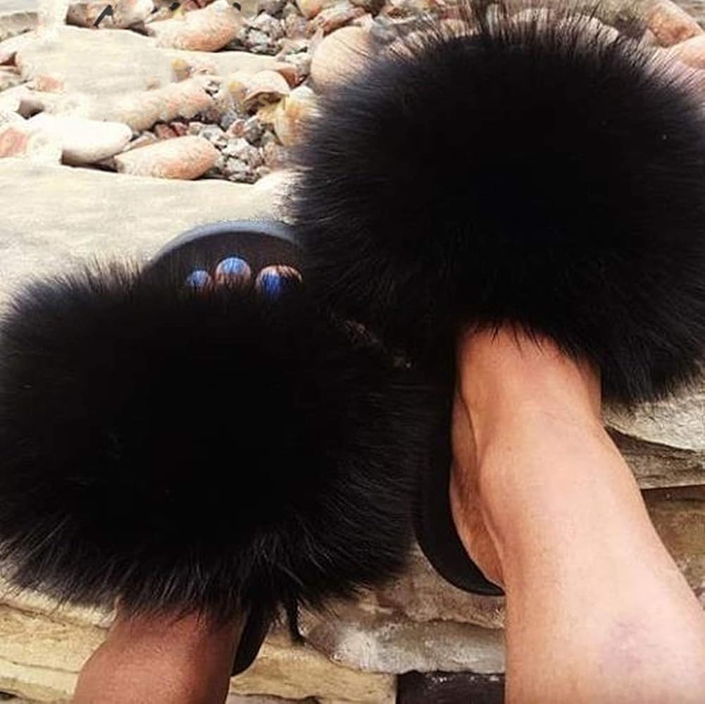 fluffy mules slides