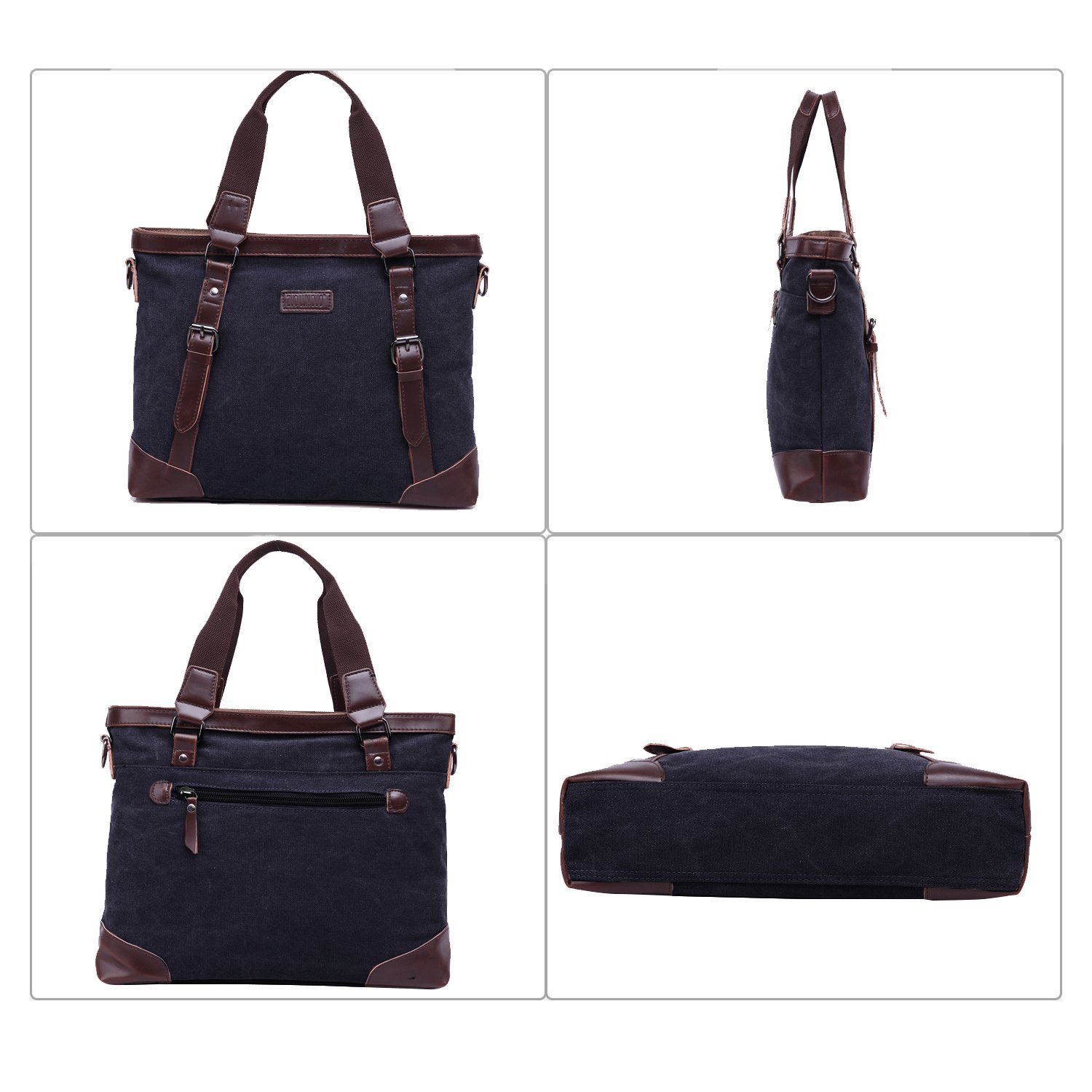 JCTHBAG Men/Women 14 Inch Laptop Notebook Totes, Canvas Shoulder Messenger Bag (Black)