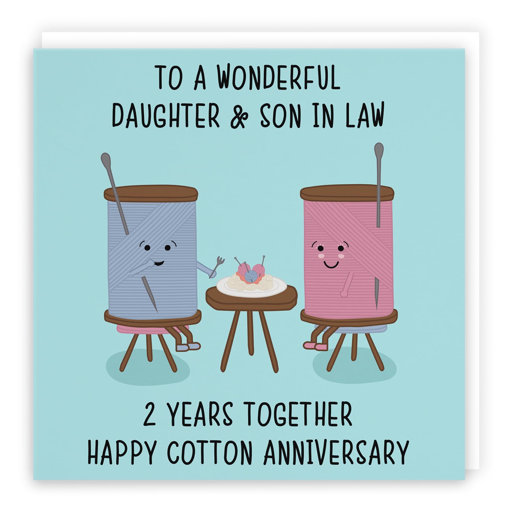 Hunts England - Daughter And Son In Law 2nd Anniversary Card - Fun Cute Anniversary Card - 2 Years Together - Happy Cotton Anniversary - Iconic Collection — image 1
