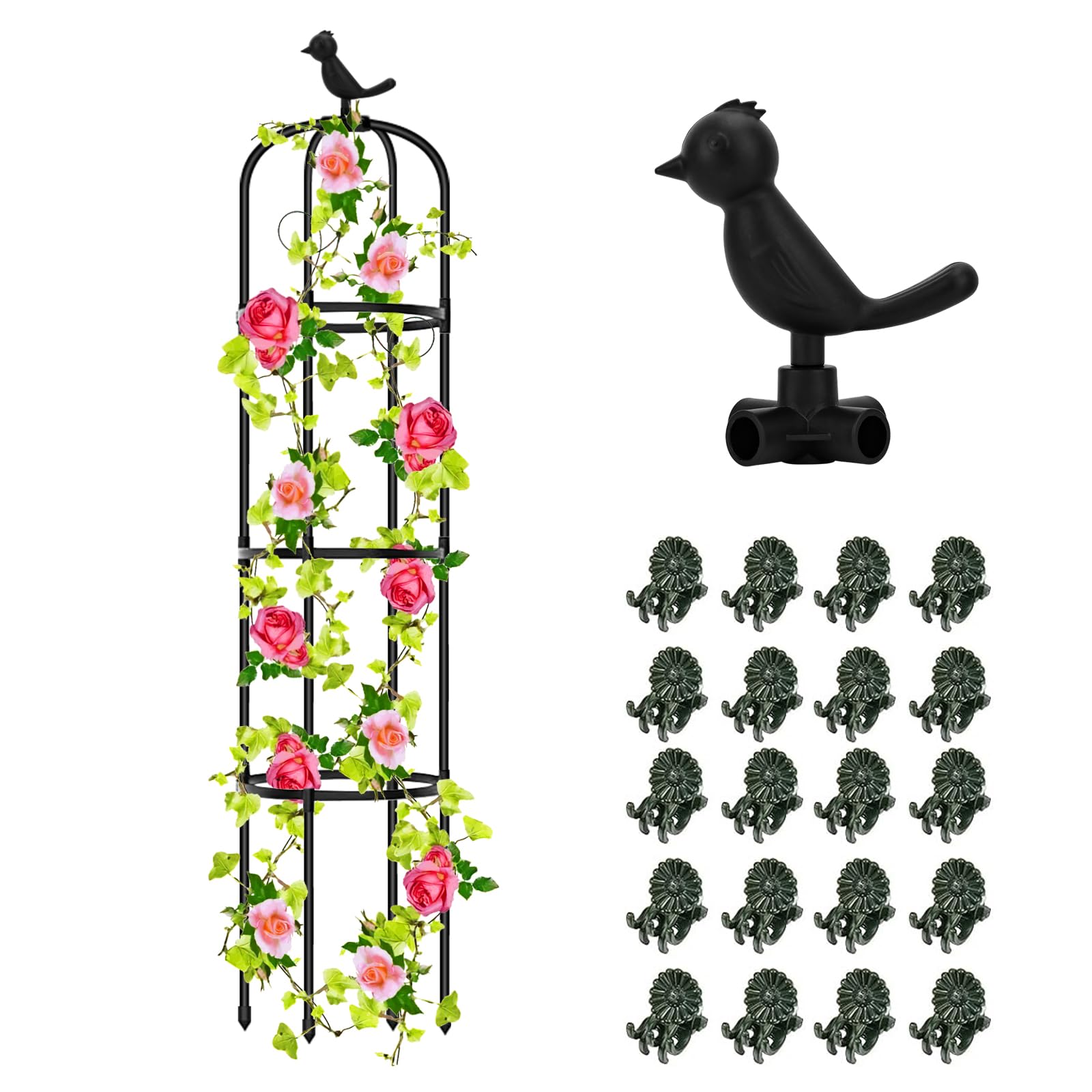 Hysagtek 145cm Garden Obelisk Trellis - Heavy Duty Plant Support for Climbing Roses, Clematis & Vines - Weather Resistant Outdoor Indoor
