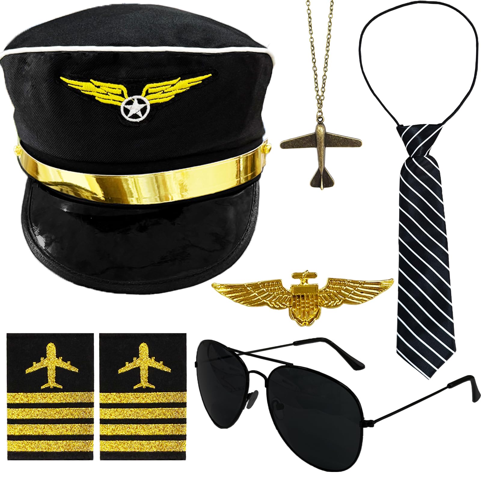 Photo 1 of ***NO HAT****
Eerrhhaq 5 Pcs Airline Pilot Captain Costume Kit with Aviator Sunglasses,Airline Pilot Captain Hat Costume Accessories for Halloween Party Cosplay Supplies