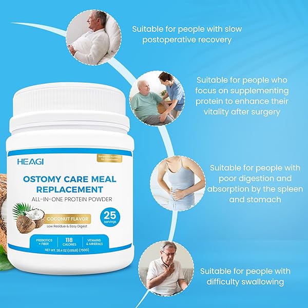 OSTOMY CARE MEAL REPLACEMENT, HYDROLYZED PROTEIN WITH PREBIOTICS & MCTS, LOW SUGAR, EASY DIGEST, BALANCED NUTRITION FOR OSTOMATES