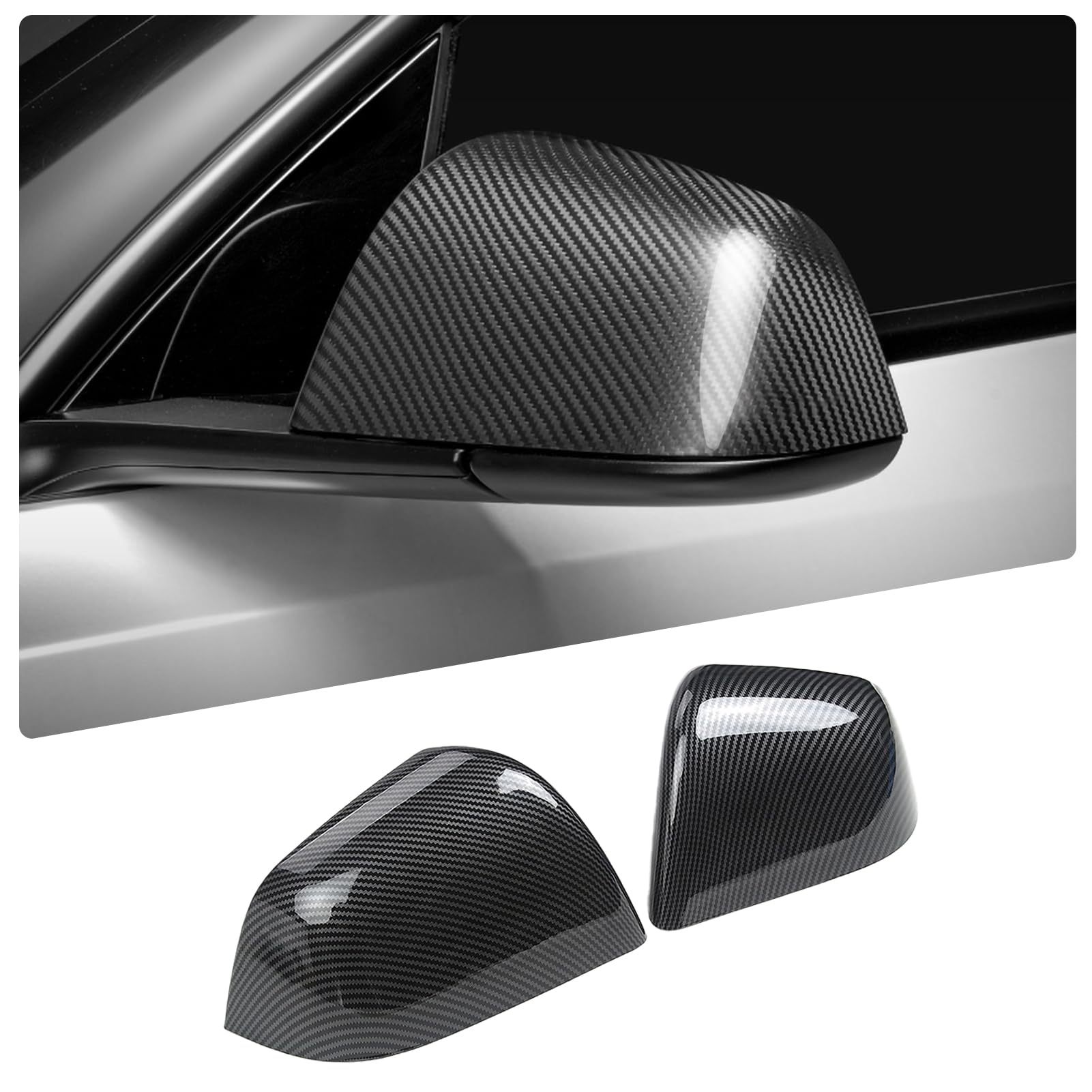 Photo 1 of Side Mirror Cover Caps Fit for Tesla Model 3 Highland 2024 2025 Rearview Mirror Guard Cover Trim Caps 2PCS