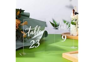 30 Pieces Acrylic Table Numbers 1-30 for Wedding Reception Clear Table Number Signs 1-30 with Stand Hexagonal Rectangle for W