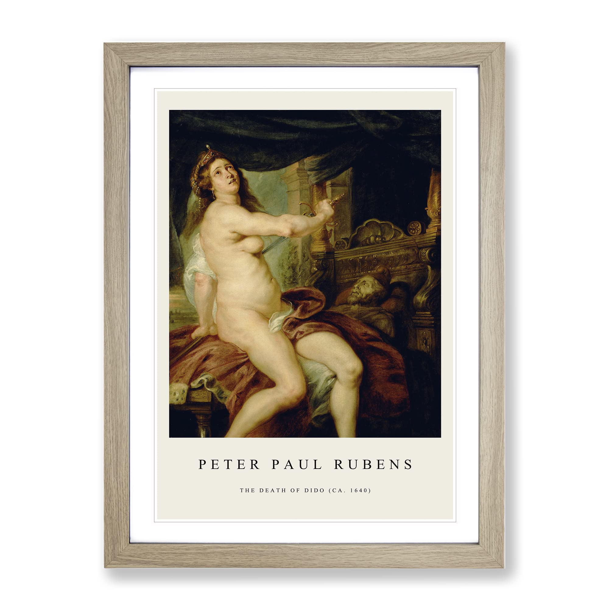 Sacrificing Dido By Peter Paul Rubens Exhibition Museum Painting Framed Wall Art Print, Ready to Hang Picture for Living Room Bedroom Home Office Décor, Oak A4 (34 x 25 cm)