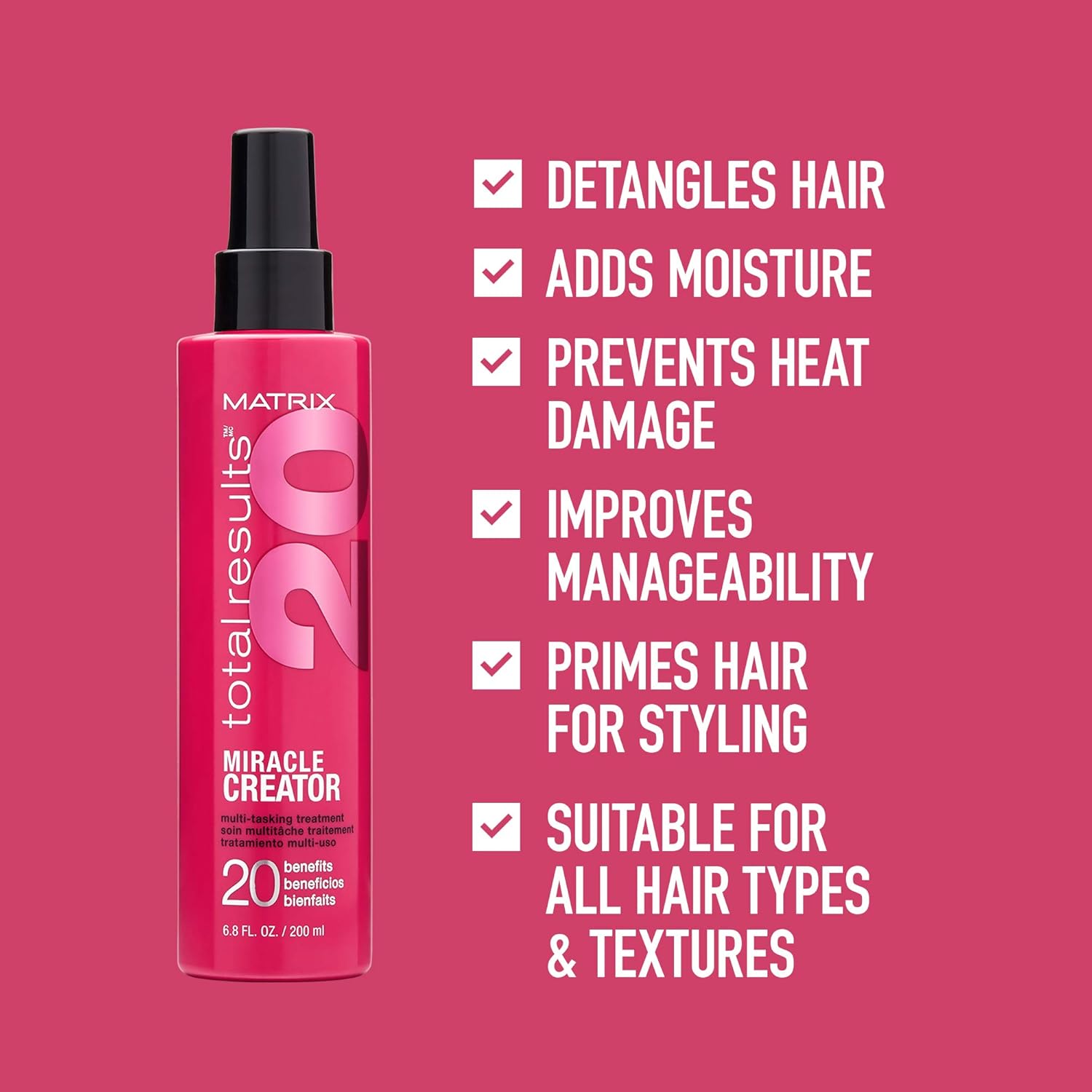 MATRIX Total Results Miracle Creator Multi-Tasking Treatment | Ultimate Strengthening Leave-In Treatment | For Damaged Hair | 6.8 Fl. Oz.: Premium Beauty
