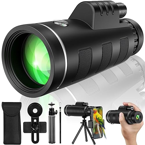 40x60 Monocular Telescope with Smartphone Adapter, Telescope for Adults High Powered, Monocular for Adults, Compact Low Light Vision for Wildlife, Hunting, Camping, Travel &Outdoor Adventures