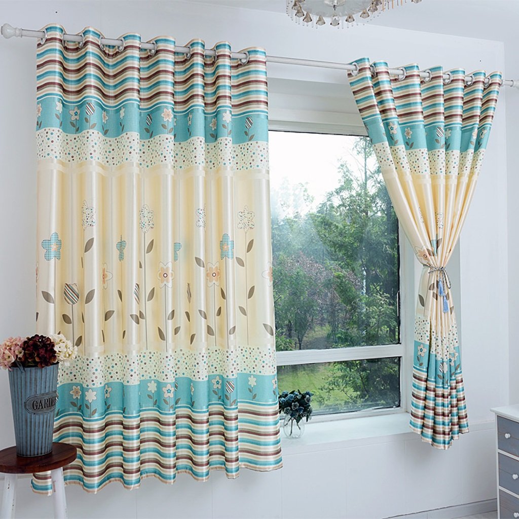 Nauy Set Of 2 Pastoral Curtains Finished Bay Window Curtain Short