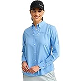 Huk Womens Tide Point Pattern Long Sleeve Shirt, Button Down for Women, Marolina Blue, X-Small