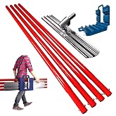 Concrete Bull Float Tools Kit, Aluminum Magnesium Alloy Float 48'' x 8" | Tools Kit with Carrying Plastic Tool Box and Belt, Reach Up to 224 Inches, Concrete Finishing Tools