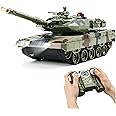 1/24 RC Tank,Remote Control Tank for Boys with Smoke, Lights & Sounds,2.4GHz Ger Leopard II Army Model,Military Toys Gift for