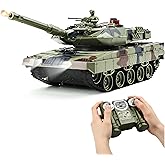 1/24 RC Tank,Remote Control Tank for Boys with Smoke, Lights & Sounds,2.4GHz Ger Leopard II Army Model,Military Toys Gift for
