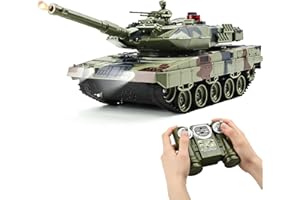 KAIM 1/24 RC Tank,Remote Control Tank for Boys with Smoke, Lights & Sounds,2.4GHz Ger Leopard II Army Model,Military Toys Gift for Kids Ages 6+
