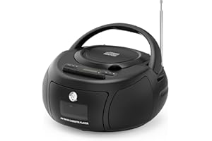 HERNPARK Portable CD Cassette Player Combo, Battery Operated, Bluetooth, AM/FM Radio, USB Drive, Headphone Jack, CD-R/RW and MP3 CDs Compatible Small CD Tape Player Boom Box